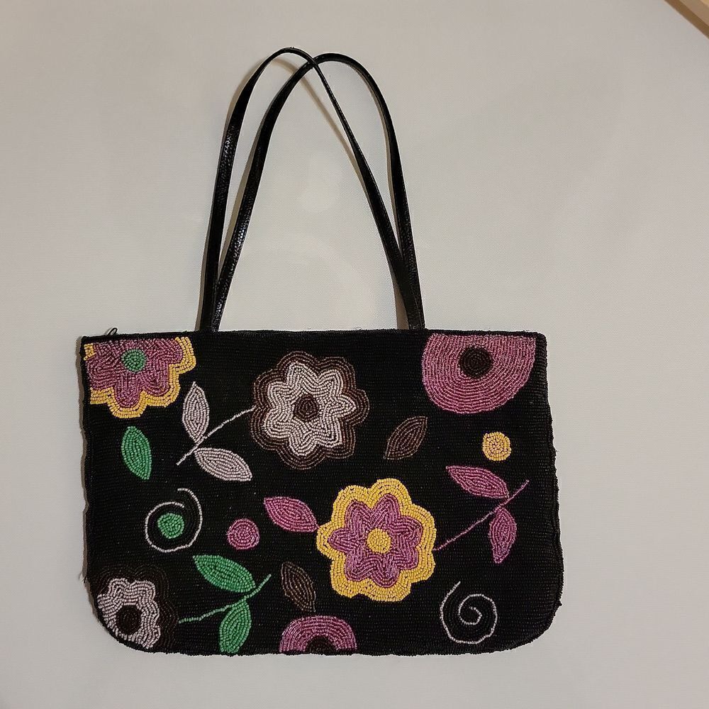 Anthropologie Anthro Beaded Shoulder Big Clutch Handbag ~ Beautiful & Heavy 13"